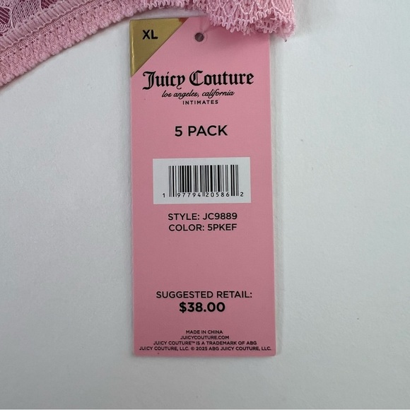 Juicy Couture Women’s Panties Sz XL Pkg/5 Lace Thongs No Panty Lines MSRP $38 - Picture 6 of 8